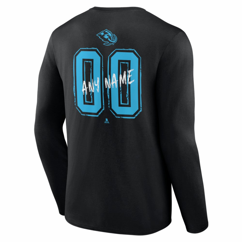 Utah Mammoth - Hustle Personalized Name & Number Long Sleeve T-Shirt Black