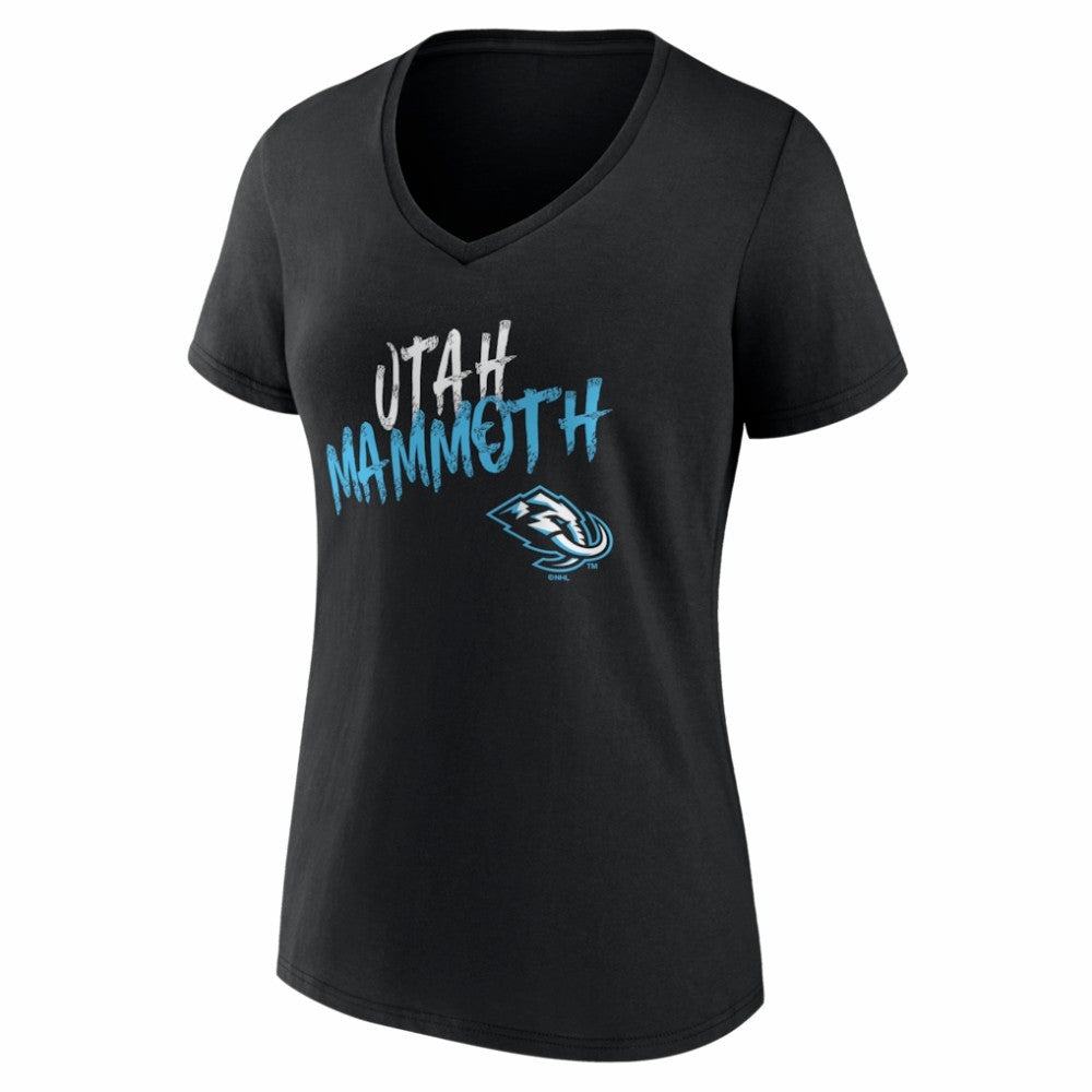Utah Mammoth - Women's Hustle Personalized Name & Number V-Neck T-Shirt Black