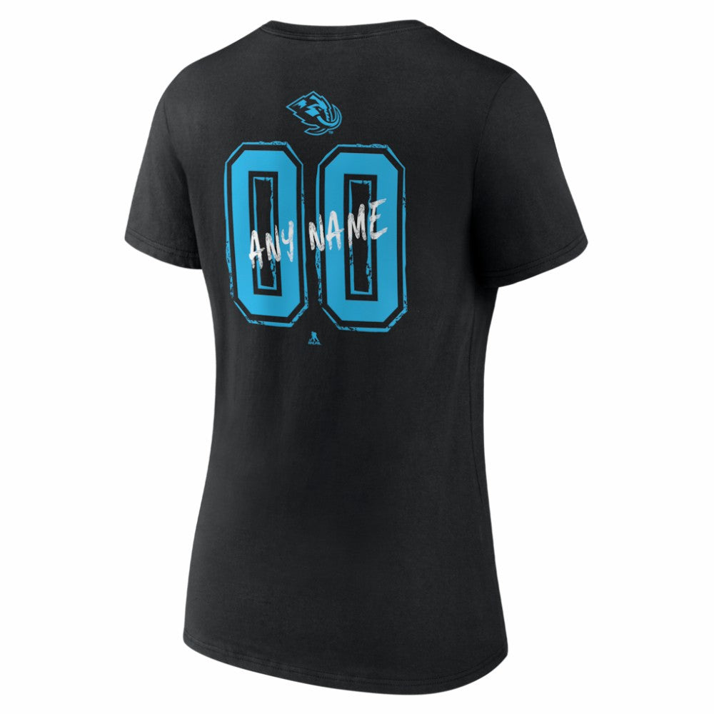 Utah Mammoth - Women's Hustle Personalized Name & Number V-Neck T-Shirt Black