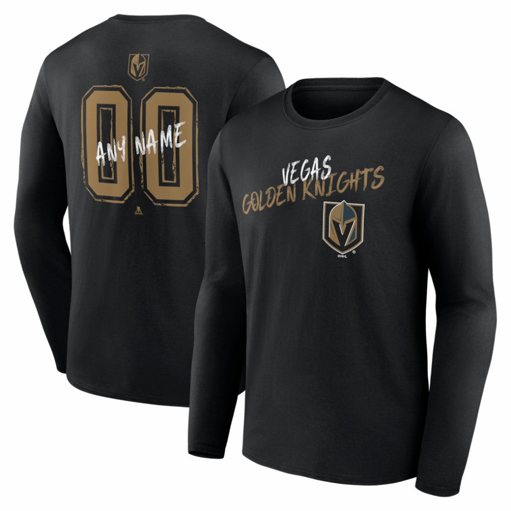 Vegas Golden Knights Hustle Personalized Name & Number Long Sleeve T-Shirt Black