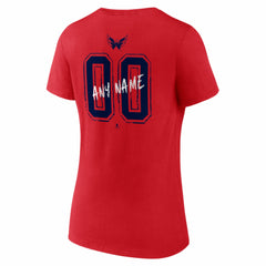 Washington Capitals Women's Hustle Personalized Name & Number V-Neck T-Shirt Red