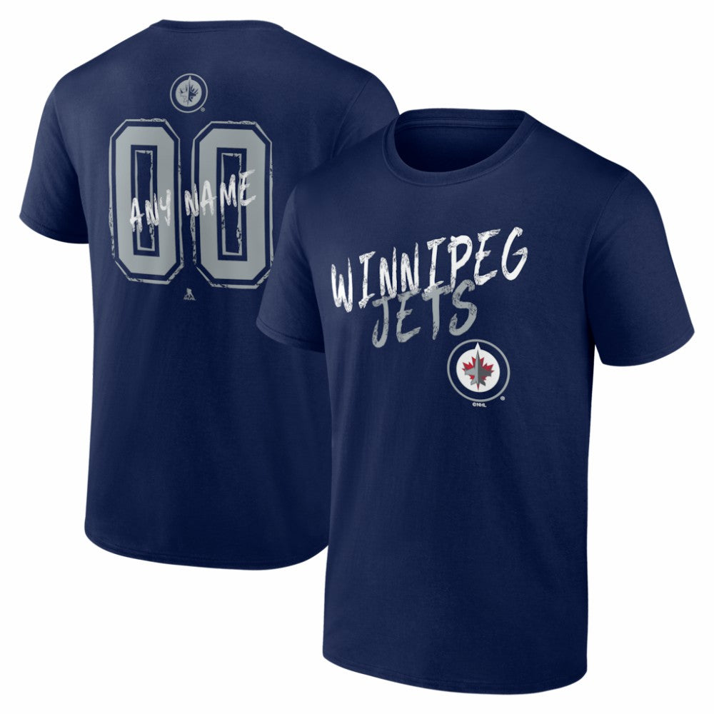 Winnipeg Jets - Big & Tall Hustle Personalized Name & Number T-Shirt Navy