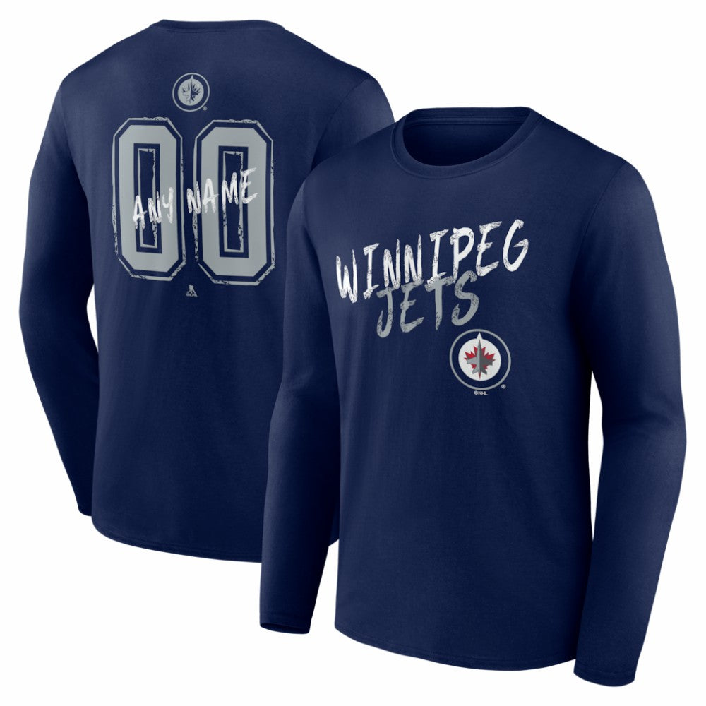 Winnipeg Jets - Hustle Personalized Name & Number Long Sleeve T-Shirt Navy