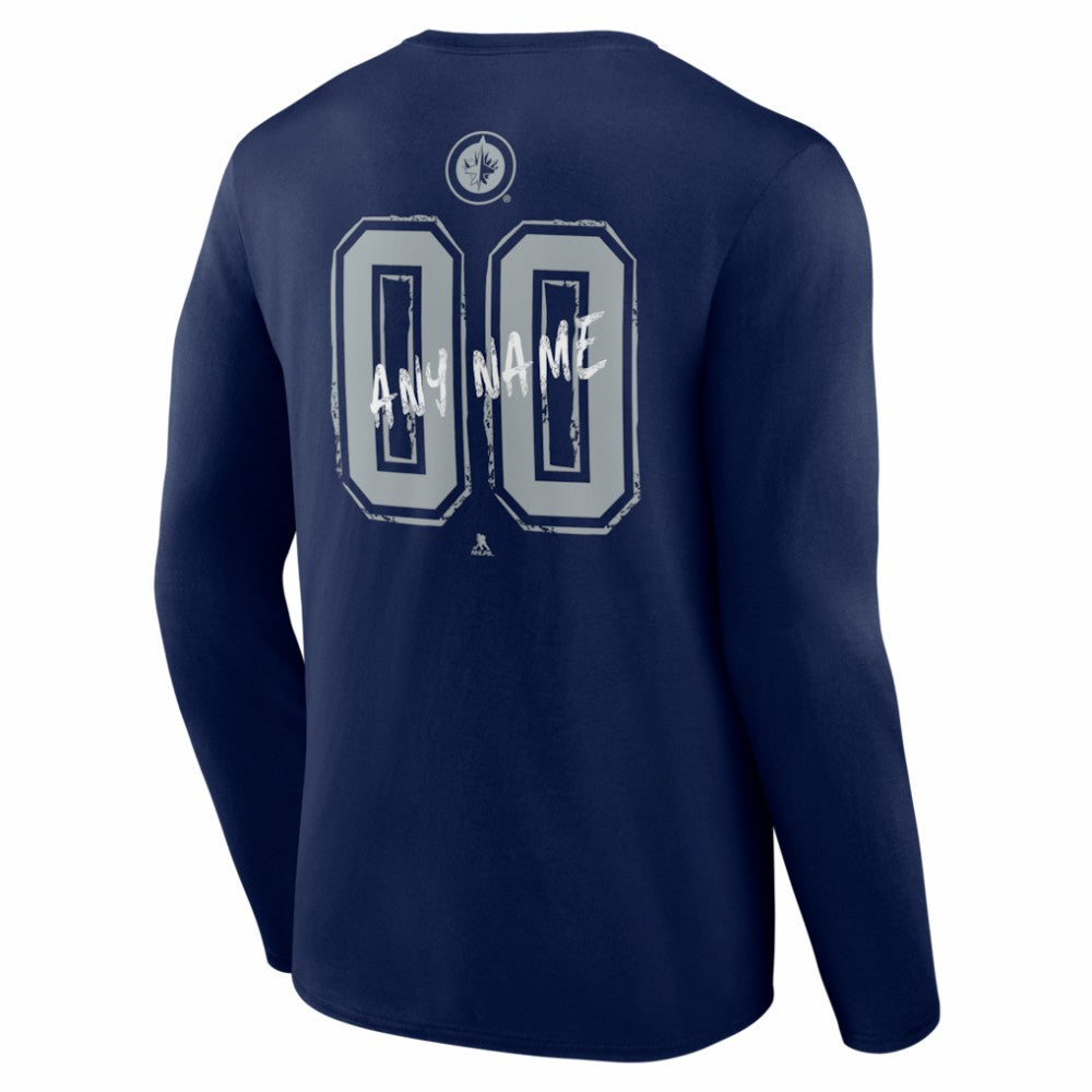 Winnipeg Jets - Hustle Personalized Name & Number Long Sleeve T-Shirt Navy