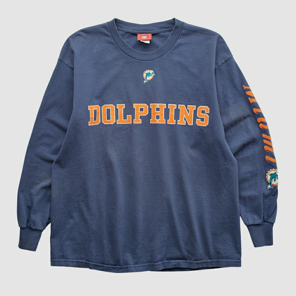 Miami Dolphins NFL 2000s Long Sleeve T-shirt Navy Vintage - Fanatics