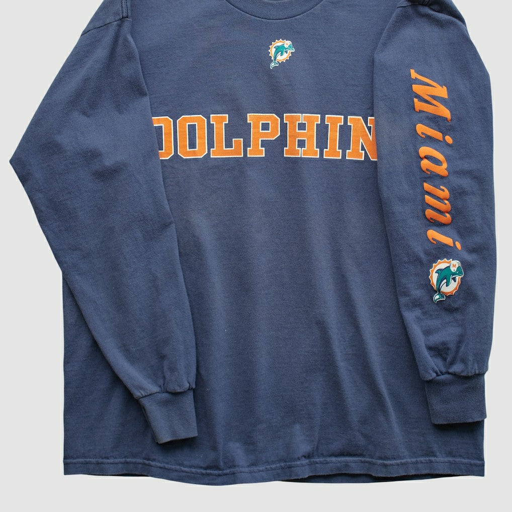 Miami Dolphins NFL 2000s Long Sleeve T-shirt Navy Vintage - Fanatics