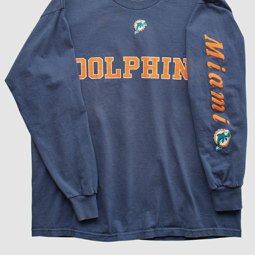 Miami Dolphins NFL 2000s Long Sleeve T-shirt Navy Vintage - Fanatics
