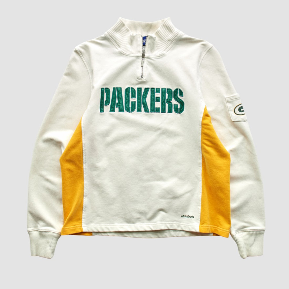 Green Bay Packers Reebok 2000s 1/4 Zip Sweatshirt White Vintage - Fanatics