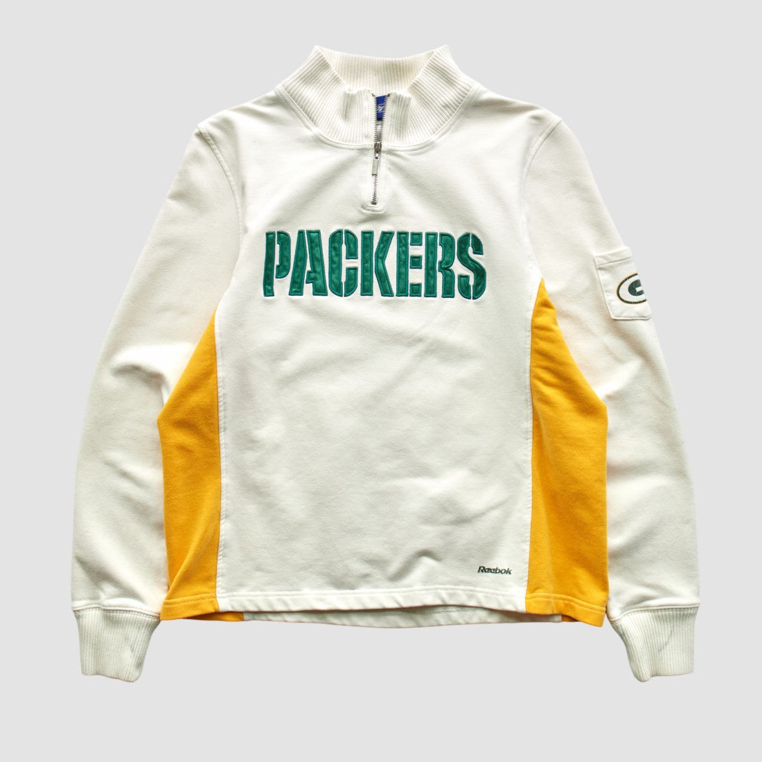 Green Bay Packers Reebok 2000s 1/4 Zip Sweatshirt White Vintage - Fanatics