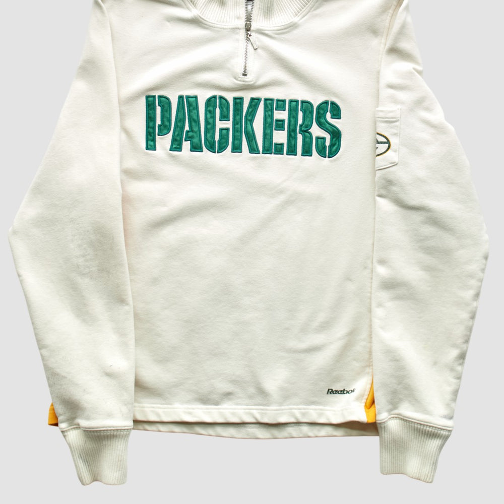Green Bay Packers Reebok 2000s 1/4 Zip Sweatshirt White Vintage - Fanatics