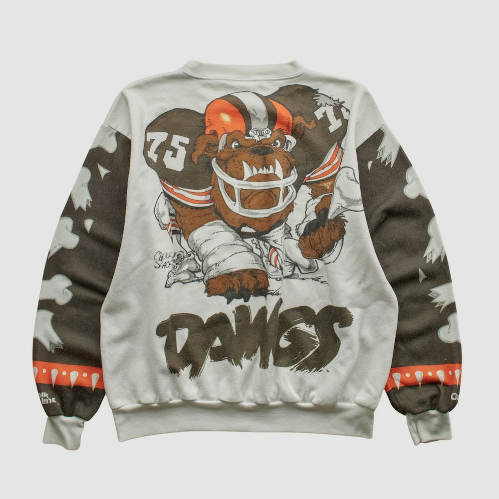 Cleveland Browns Chalk Line 90s Pullover Sweatshirt White Vintage - Fanatics