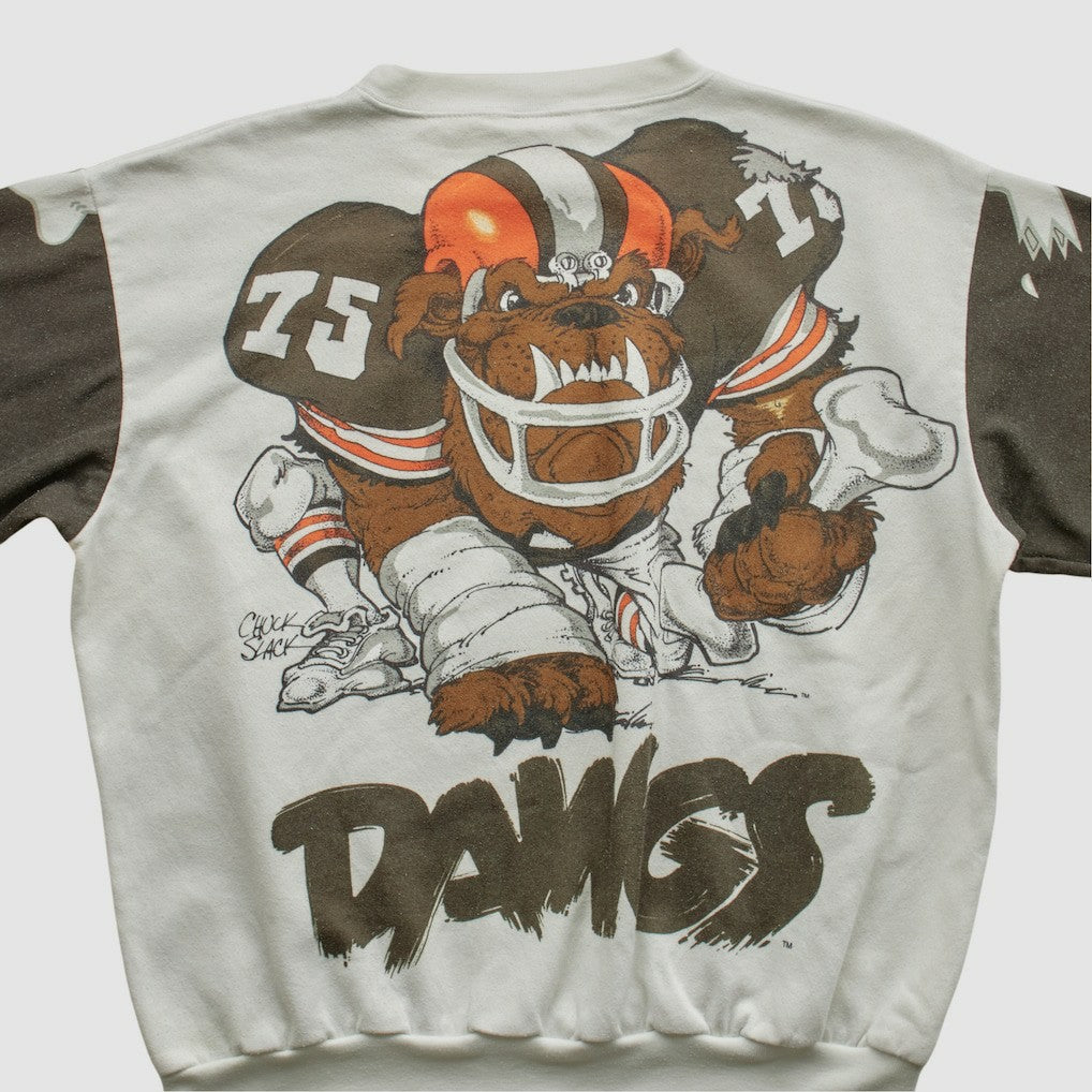 Cleveland Browns Chalk Line 90s Pullover Sweatshirt White Vintage - Fanatics