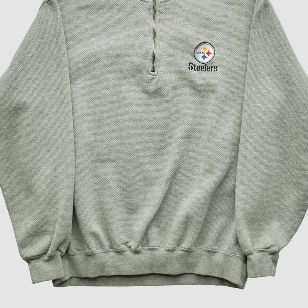 Pittsburgh Steelers Lee Sport 90s 1/4 Zip Sweatshirt Heather Gray Vintage - Fanatics