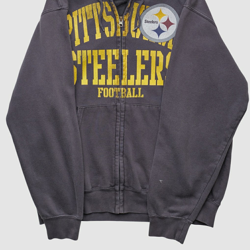 Pittsburgh Steelers NFL 2010s Hooded Full Zip Sweatshirt Gray Vintage - Fanatics