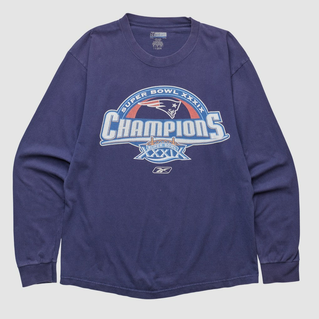 New England Patriots Reebok 2005 Long Sleeve T-shirt Navy Vintage - Fanatics