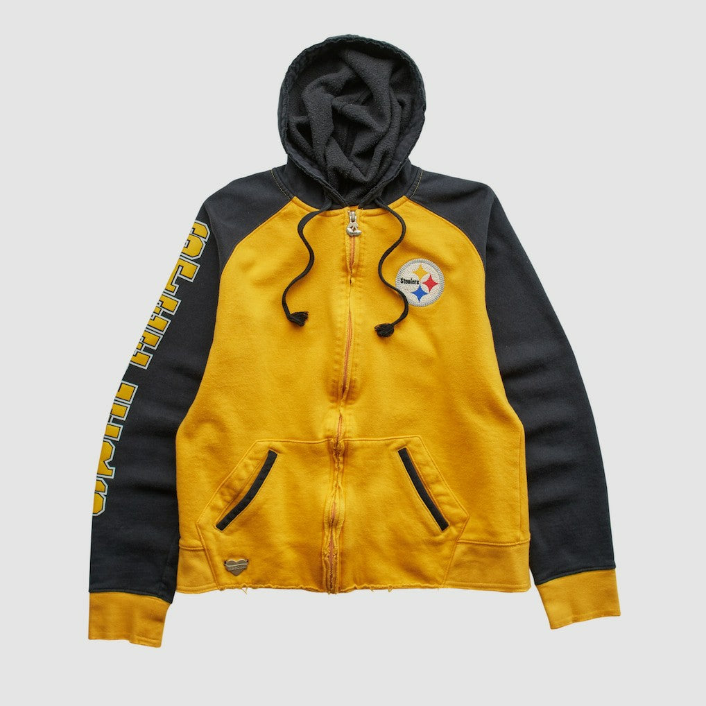 Pittsburgh Steelers Reebok 2000s Hooded Full Zip Sweatshirt Yellow Vintage - Fanatics