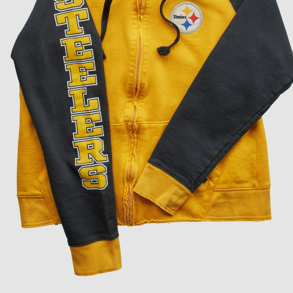 Pittsburgh Steelers Reebok 2000s Hooded Full Zip Sweatshirt Yellow Vintage - Fanatics