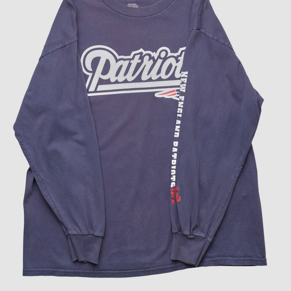 New England Patriots NFL 2000s Long Sleeve T-shirt Navy Vintage - Fanatics