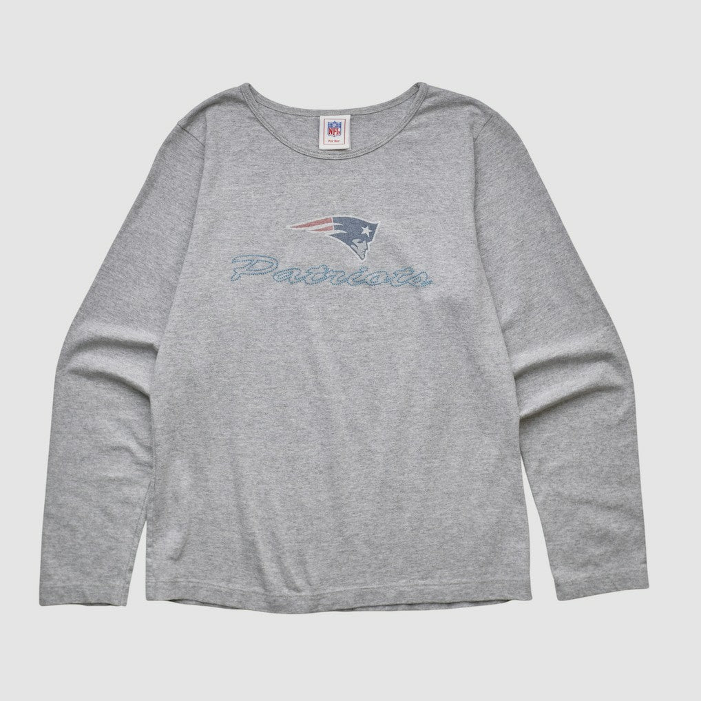 New England Patriots NFL 2000s Long Sleeve T-shirt Heather Gray Vintage - Fanatics