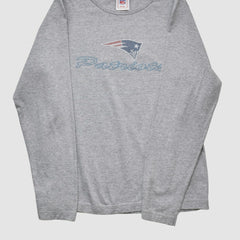 New England Patriots NFL 2000s Long Sleeve T-shirt Heather Gray Vintage - Fanatics