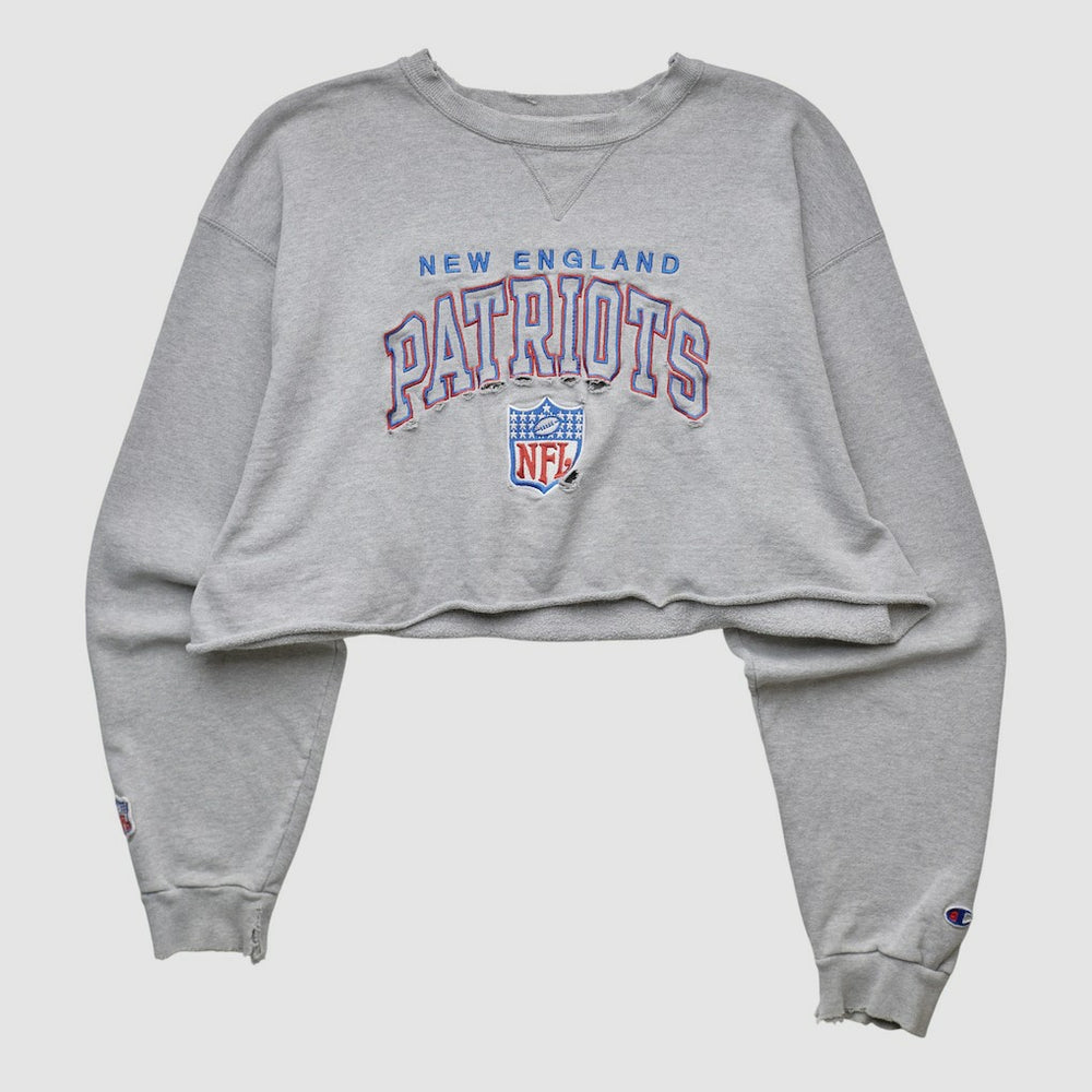 New England Patriots Champion 90s Pullover Sweatshirt Heather Gray Vintage - Fanatics