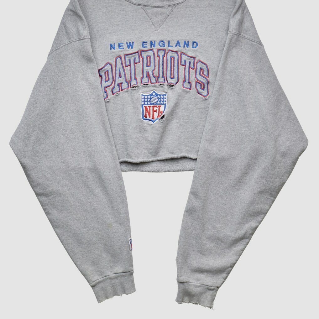 New England Patriots Champion 90s Pullover Sweatshirt Heather Gray Vintage - Fanatics