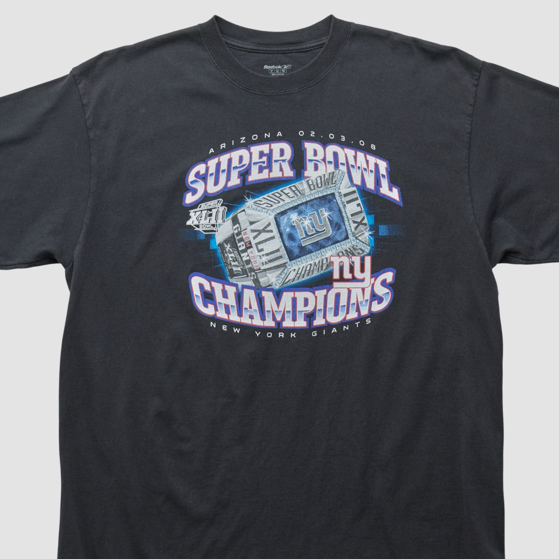 New York Giants Reebok 2008 T-shirt Black Vintage - Fanatics