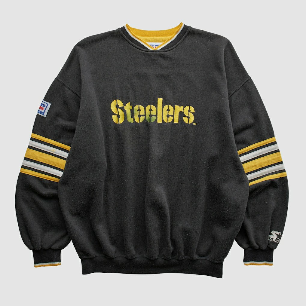 Pittsburgh Steelers Starter 90s Pullover Sweatshirt Black Vintage - Fanatics