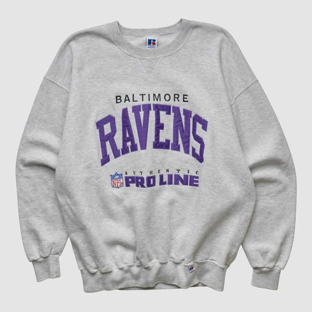Baltimore Ravens Russell 90s Sweatshirt Heather Gray Vintage - Fanatics