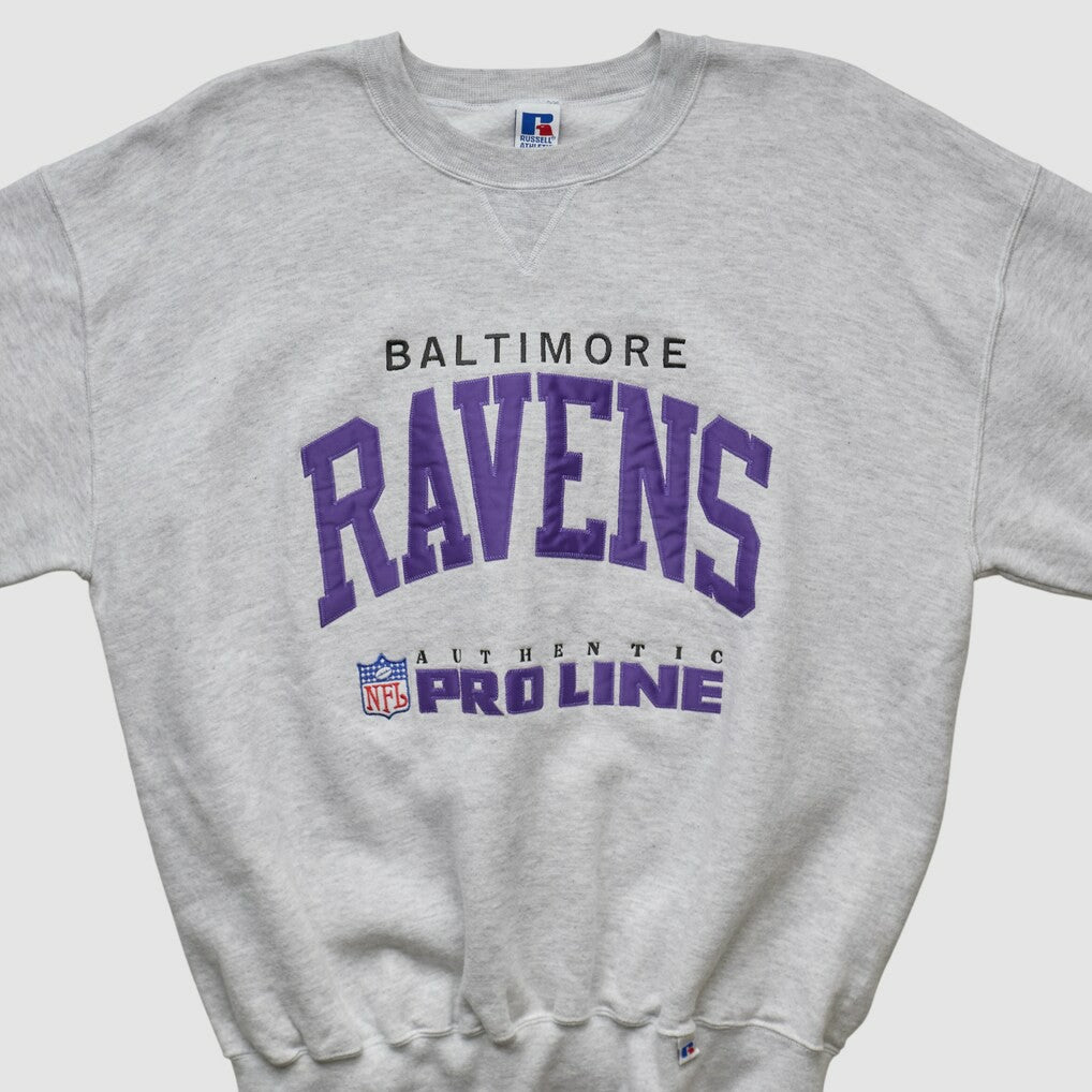 Baltimore Ravens Russell 90s Sweatshirt Heather Gray Vintage - Fanatics