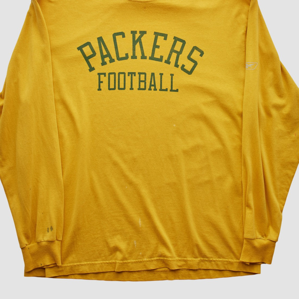 Green Bay Packers Reebok 2000s Long Sleeve T-shirt Yellow Vintage - Fanatics