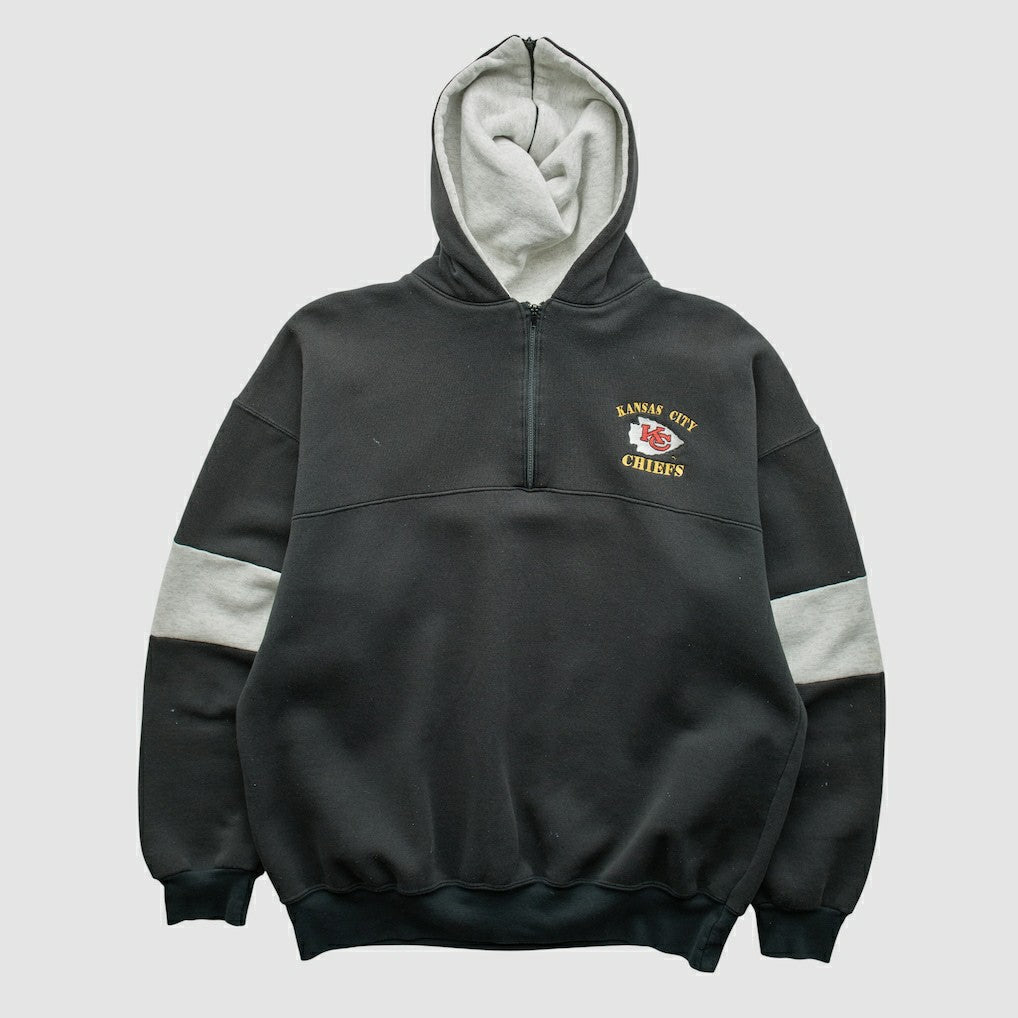 Kansas City Chiefs Dodger 90s Hooded 1/4 Zip Sweatshirt Black Vintage - Fanatics