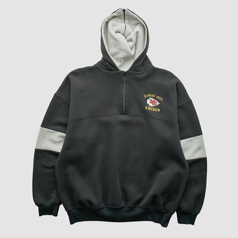 Kansas City Chiefs Dodger 90s Hooded 1/4 Zip Sweatshirt Black Vintage - Fanatics