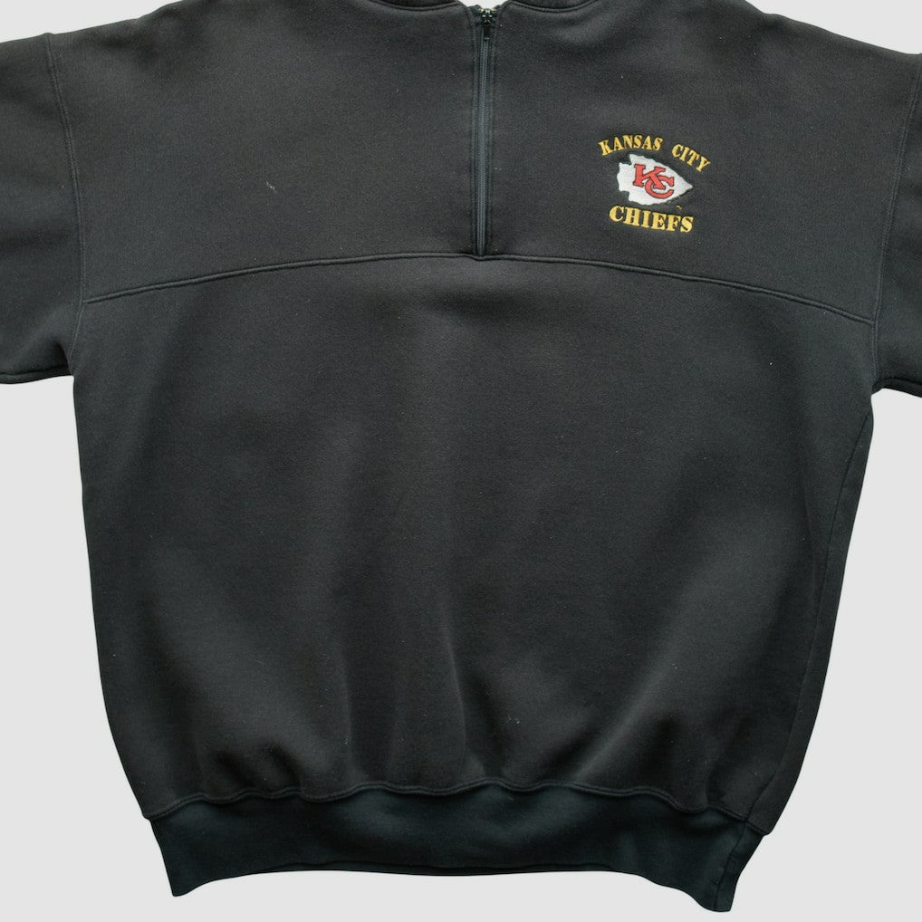 Kansas City Chiefs Dodger 90s Hooded 1/4 Zip Sweatshirt Black Vintage - Fanatics