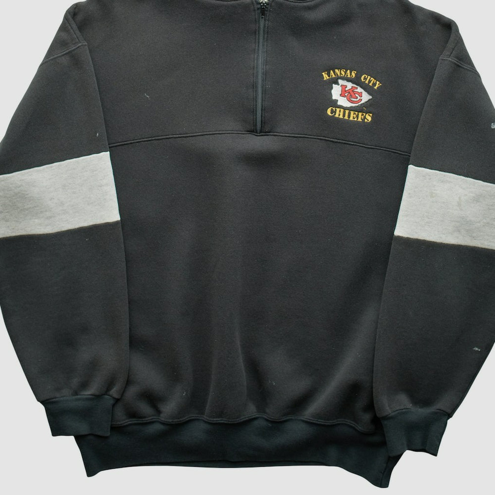 Kansas City Chiefs Dodger 90s Hooded 1/4 Zip Sweatshirt Black Vintage - Fanatics