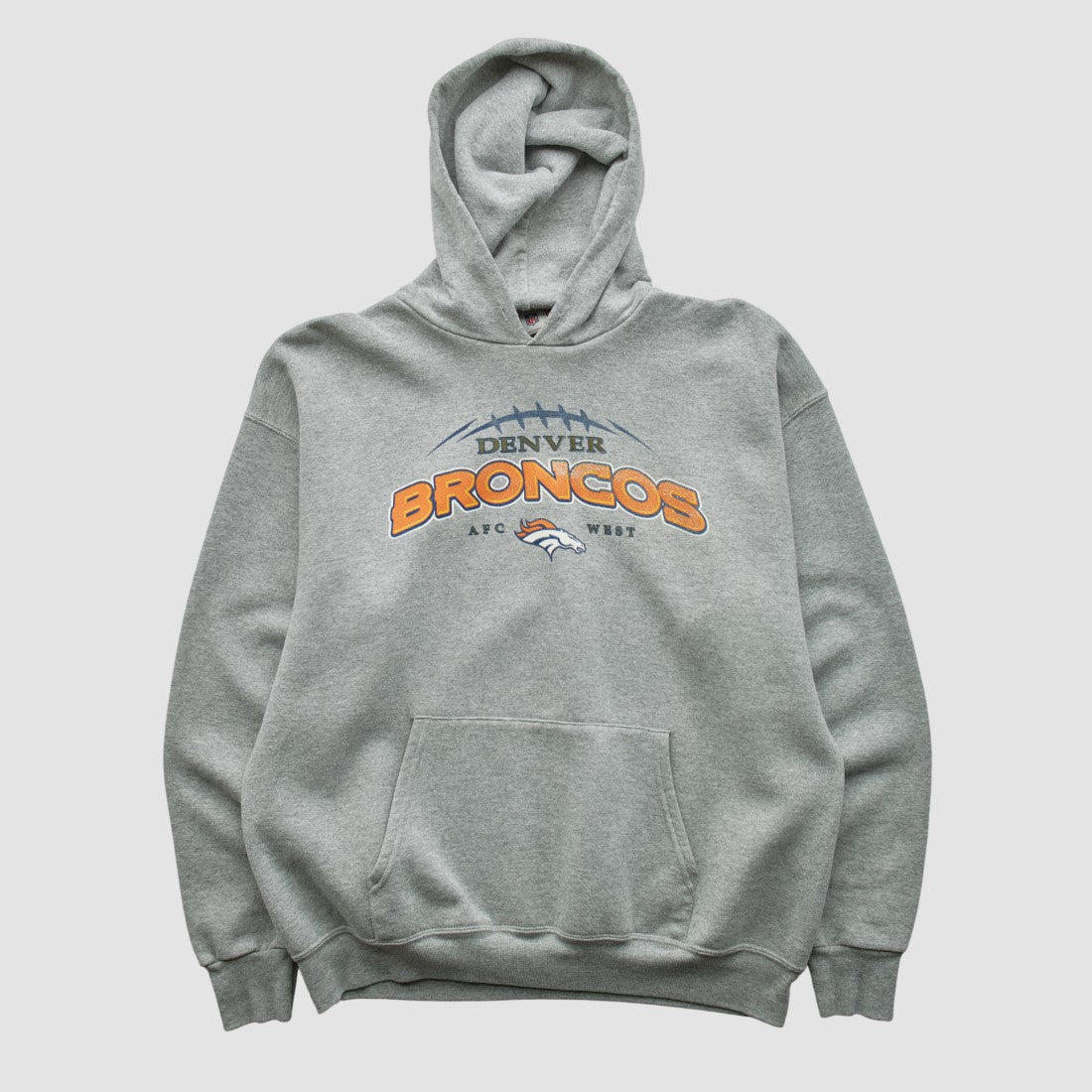 Denver Broncos NFL 2000s Hooded Pullover Sweatshirt Heather Gray Vintage - Fanatics