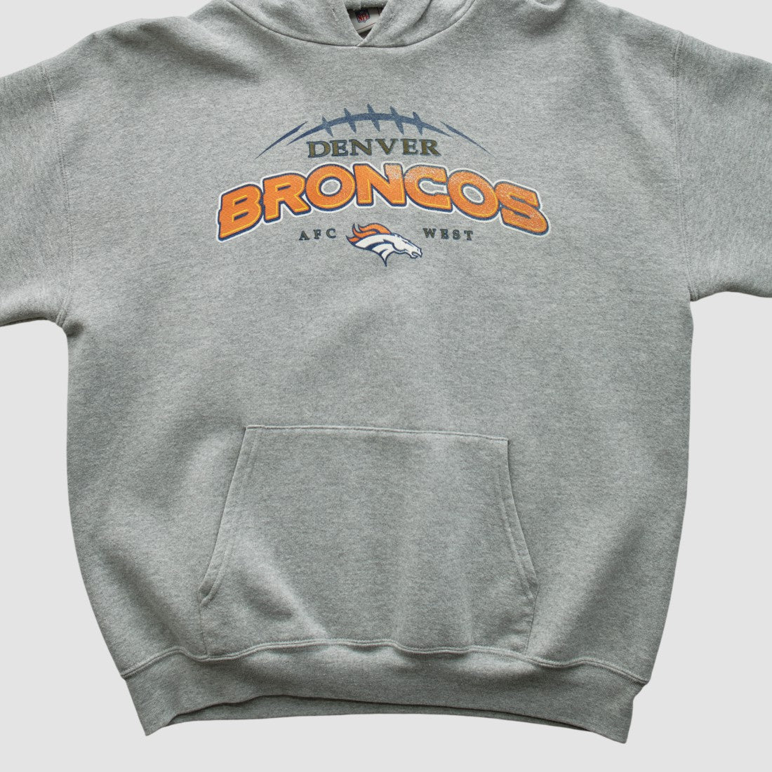 Denver Broncos NFL 2000s Hooded Pullover Sweatshirt Heather Gray Vintage - Fanatics