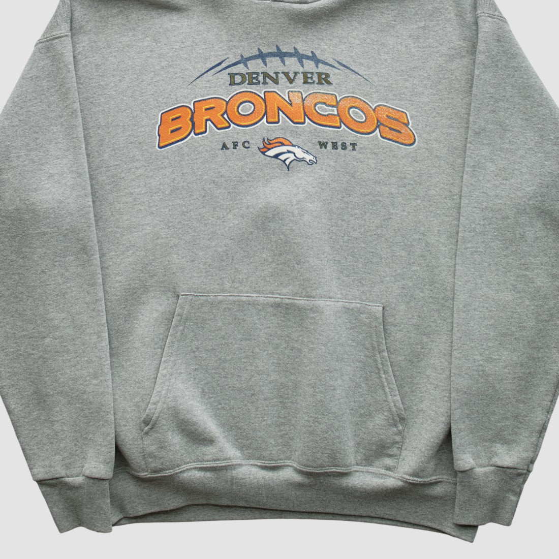 Denver Broncos NFL 2000s Hooded Pullover Sweatshirt Heather Gray Vintage - Fanatics