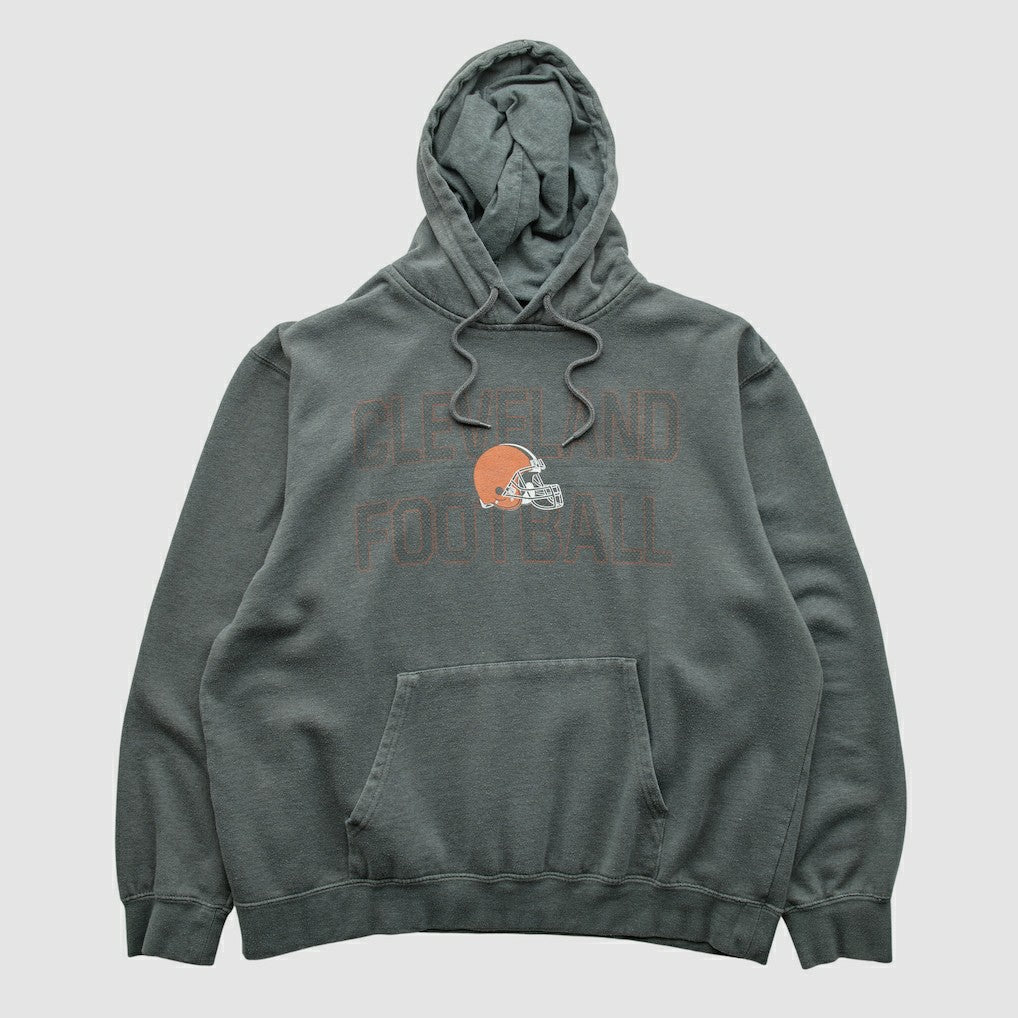 Cleveland Browns Majestic 2010s Hooded Pullover Sweatshirt Gray Vintage - Fanatics