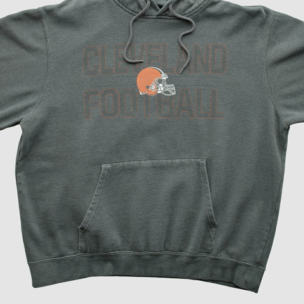 Cleveland Browns Majestic 2010s Hooded Pullover Sweatshirt Gray Vintage - Fanatics