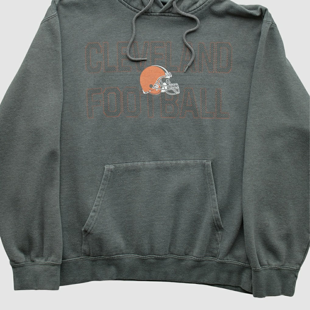 Cleveland Browns Majestic 2010s Hooded Pullover Sweatshirt Gray Vintage - Fanatics