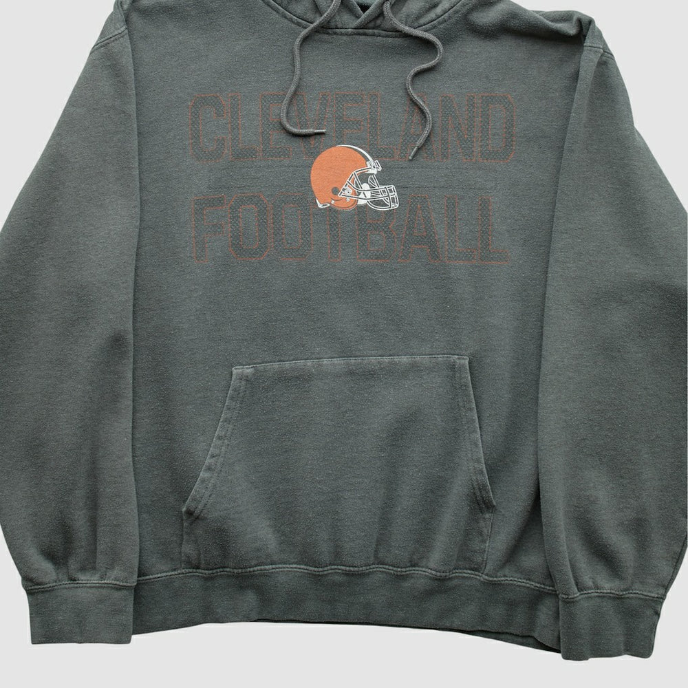 Cleveland Browns Majestic 2010s Hooded Pullover Sweatshirt Gray Vintage - Fanatics