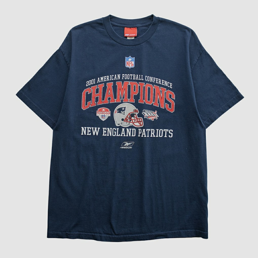 New England Patriots Reebok 2001 T-shirt Navy Vintage - Fanatics