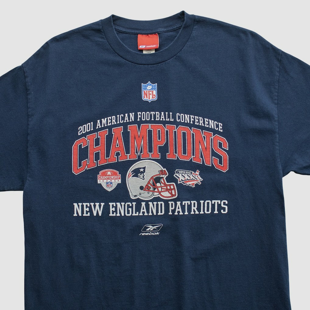 New England Patriots Reebok 2001 T-shirt Navy Vintage - Fanatics