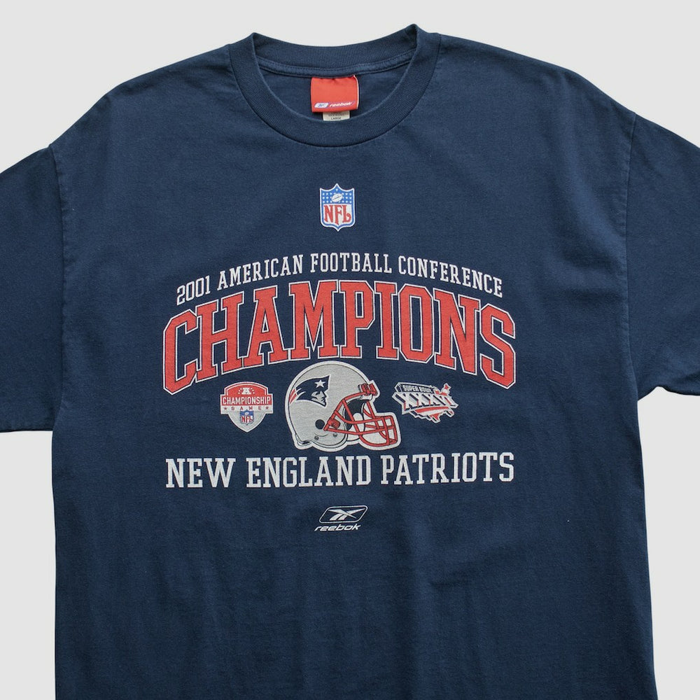 New England Patriots Reebok 2001 T-shirt Navy Vintage - Fanatics