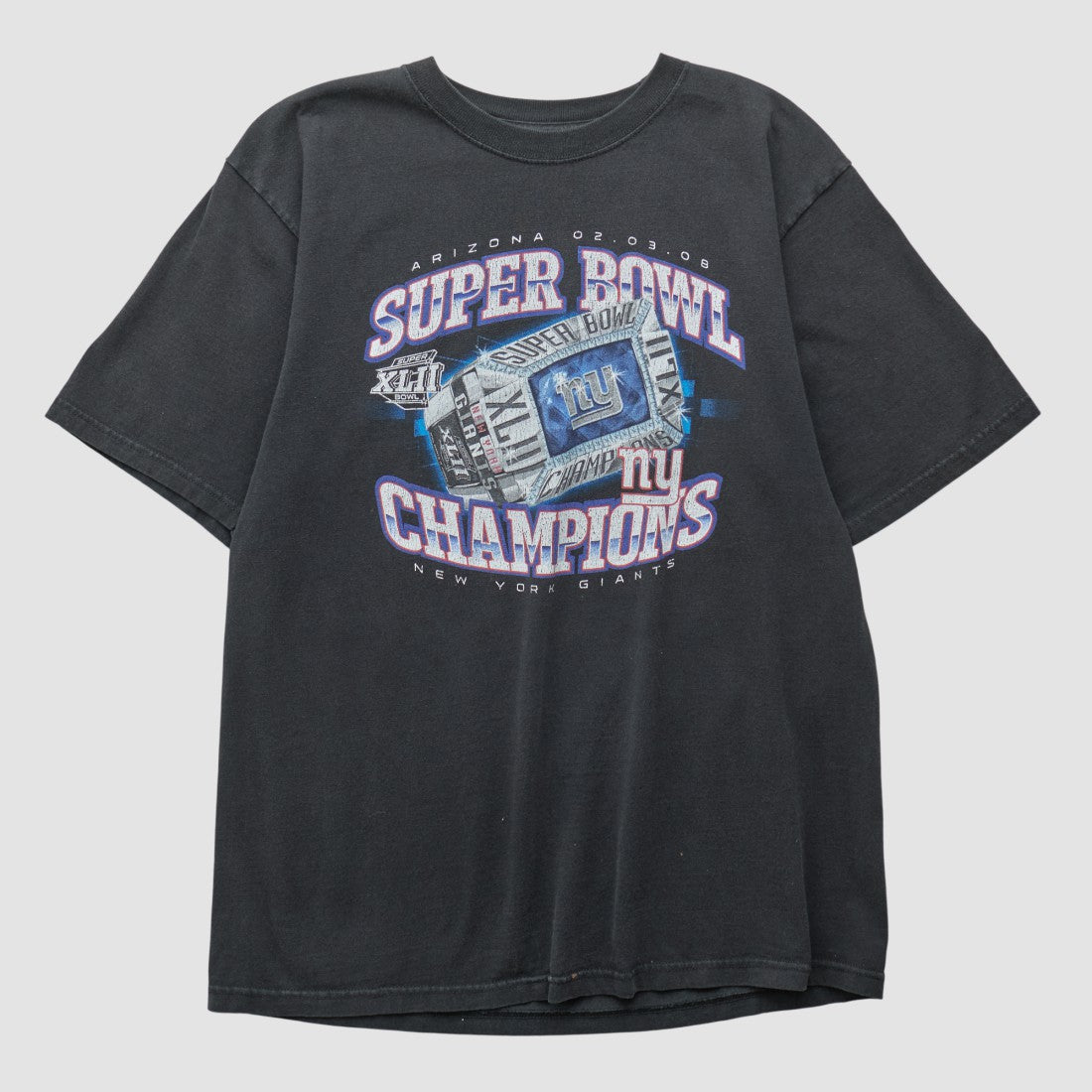New York Giants Reebok 2008 T-shirt Black Vintage - Fanatics