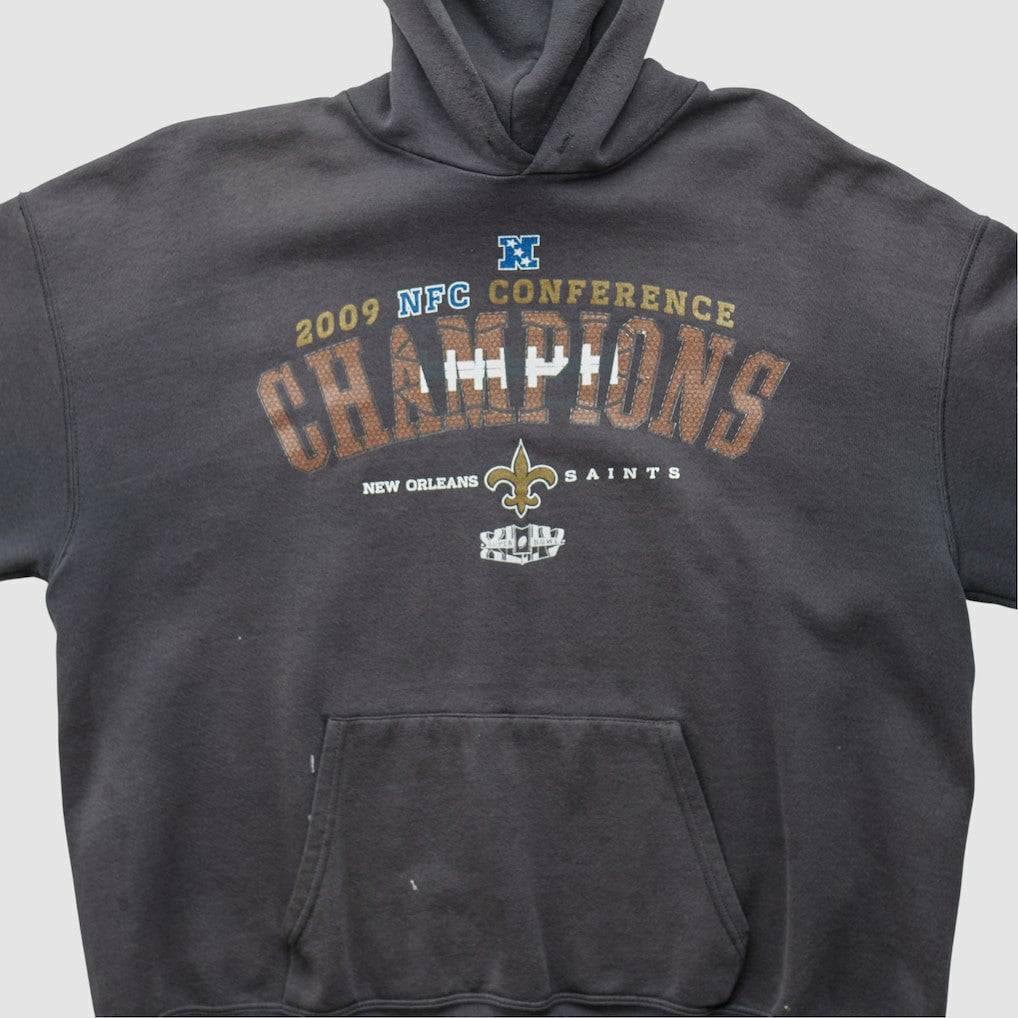 New Orleans Saints NFL 2009 Hooded Pullover Sweatshirt Charcoal Vintage - Fanatics
