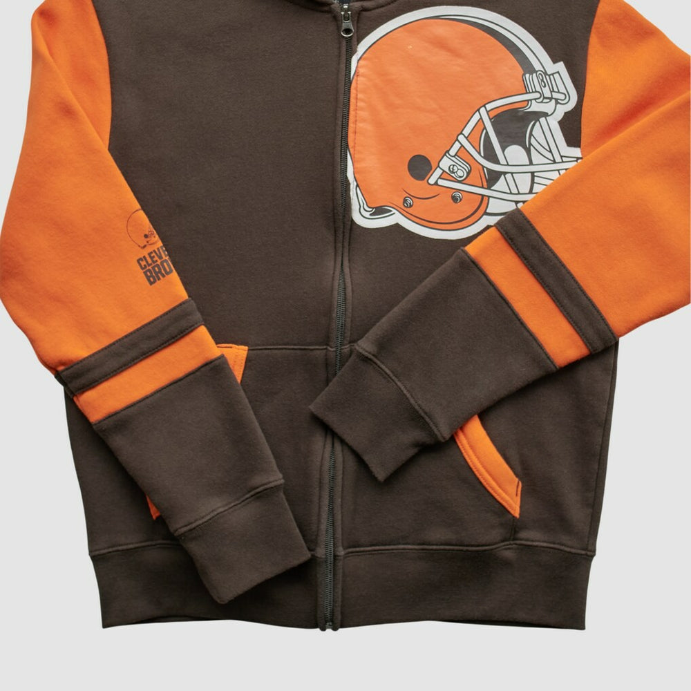 Cleveland Browns NFL 2010s Hooded Full Zip Sweatshirt Brown Yth XL Real Vintage - Fanatics