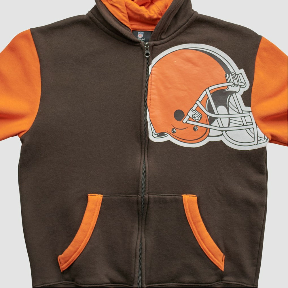 Cleveland Browns NFL 2010s Hooded Full Zip Sweatshirt Brown Yth XL Real Vintage - Fanatics