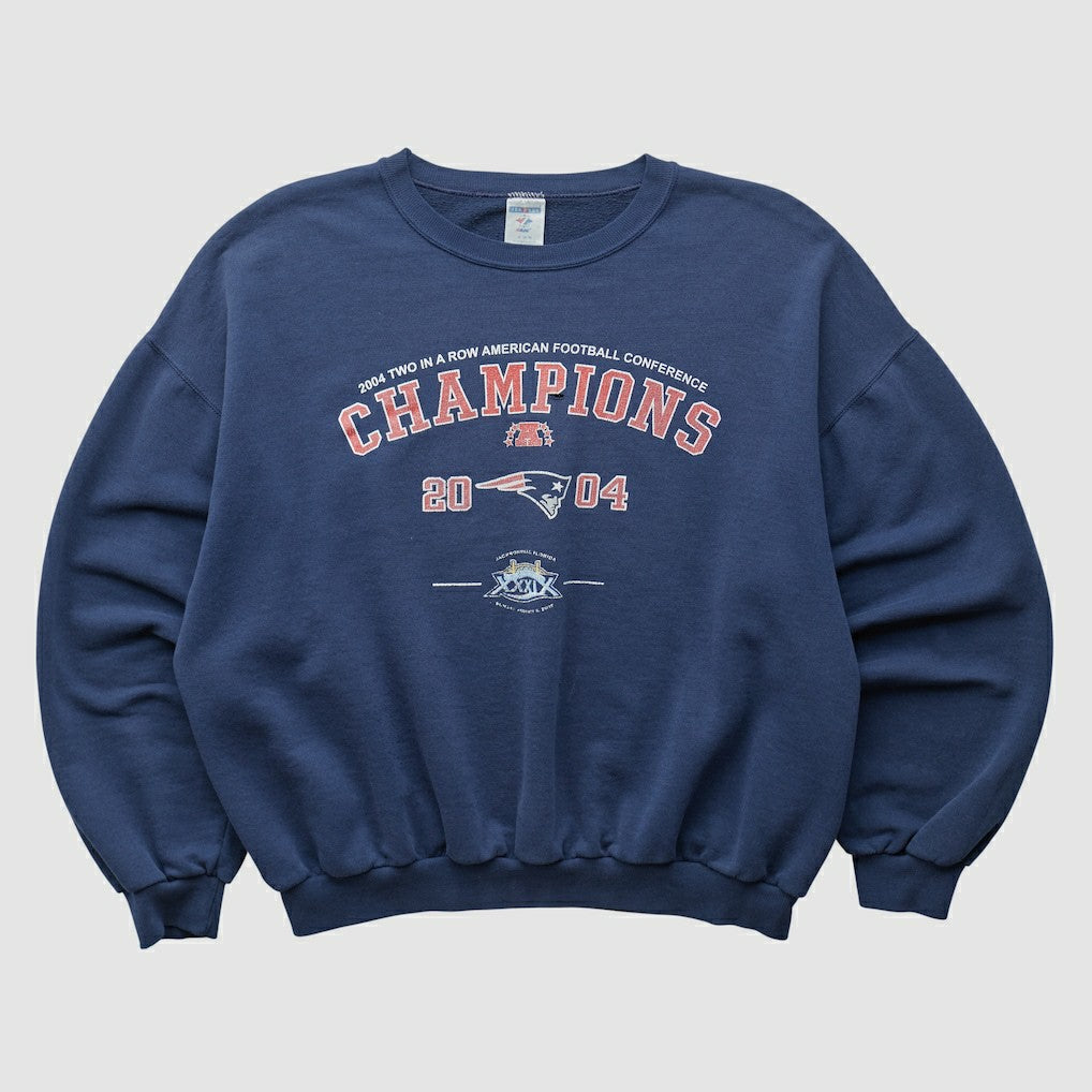 New England Patriots Jerzees 2004 Pullover Sweatshirt Navy Vintage - Fanatics